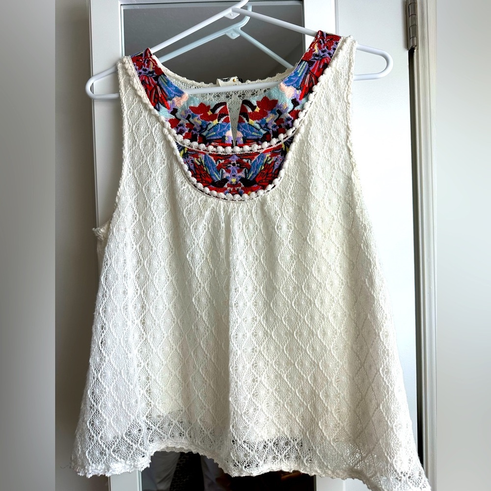 Akemi + Kin embroidered and lace sleeveless top